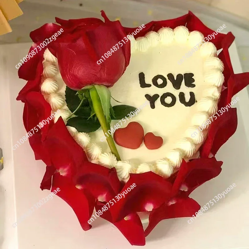 Simulated Rose Love Cake Model Fake Birthday Cake Sample Window Display Valentine's Day New Year Decoration Photography Props