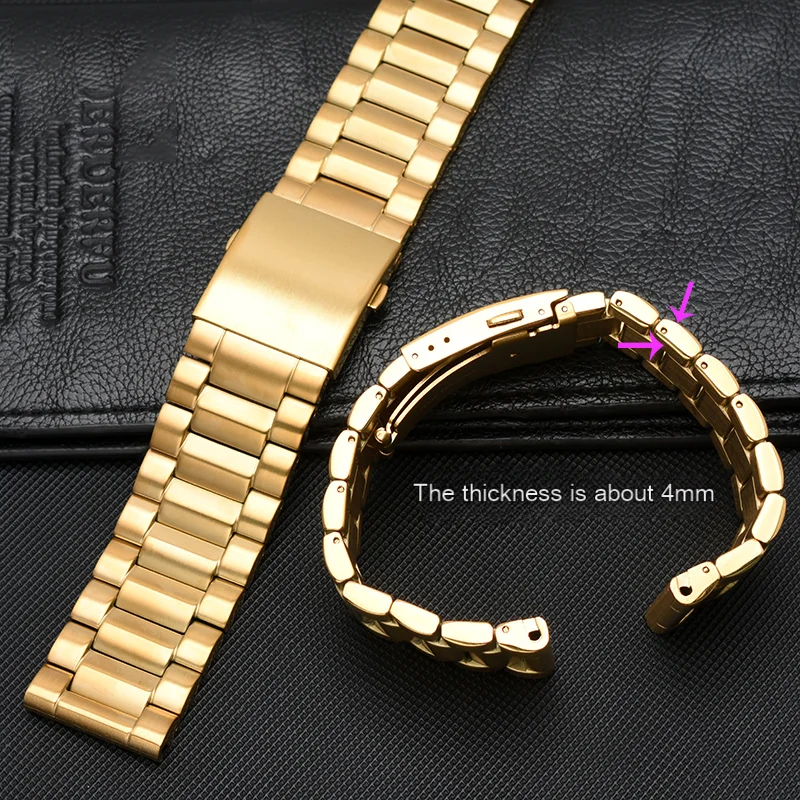 Gold metal strap 24m 26mm 28mm For Diesel DZ7333 metal strap DZ4344 steel strap large dial men\'s watch band gold watch chian