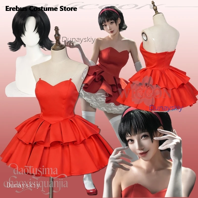

Christmas cosplay anime Charming Cos Bird Costume Red Cake off-shoulder Backless Wigs Halloween Christmas Party Miimaa disfraz m