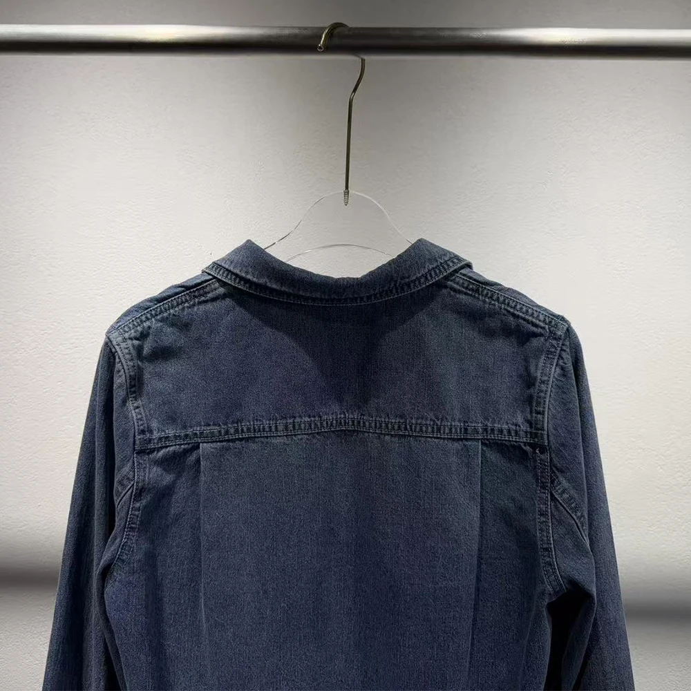 100% Cotton Single-Breasted Denim Shirt for Women Minimalist Commuter Long-Sleeved Casual Shirt Top Spring 2026 New Arrival Y2K