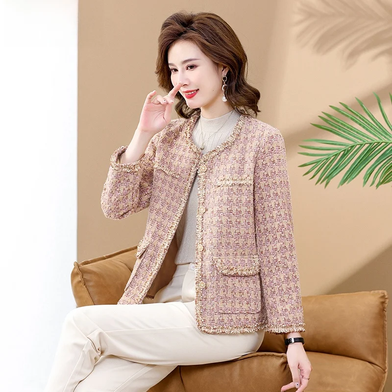 

Модный короткий стеганый жакет для молодых мам и женщин среднего возраста, в стиле маленькой Франции, верхняя одежда, весенне-осенний открытый кардиган свободного кроя, из чистого хлопка.