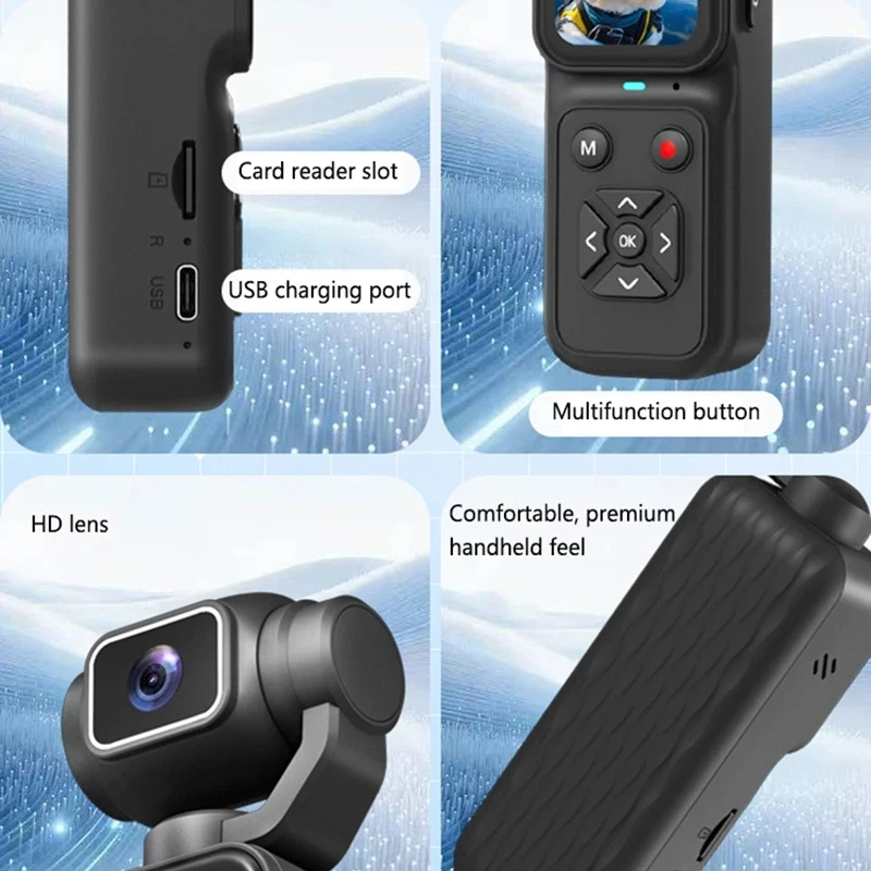 Handheld Gimbal Camera 4K HD 180 ° Vertical Rotating Lens Quickly Focus Vlogging Recording Portable PTZ Camera Student