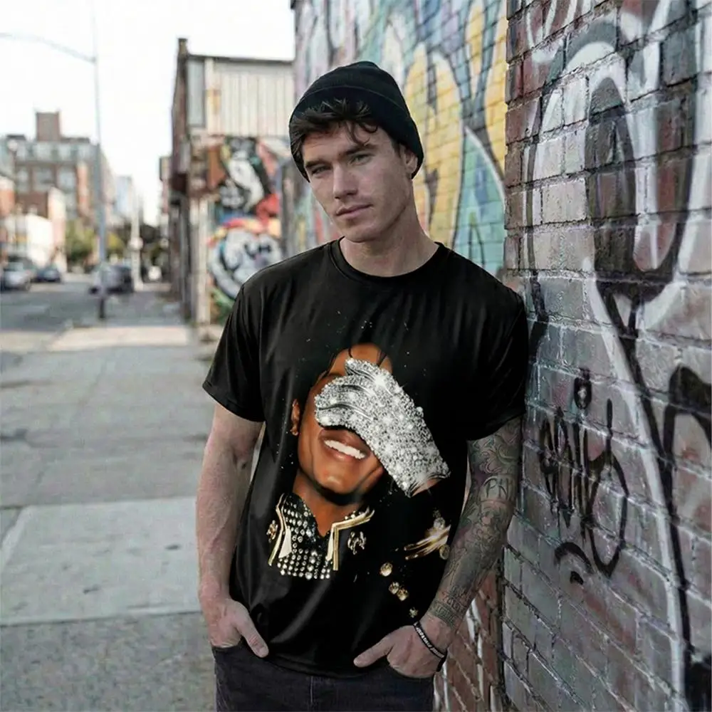 T-shirt à col ras du cou pour hommes et femmes, avec imprimé graphique MJ Michael Jackson, Style Str