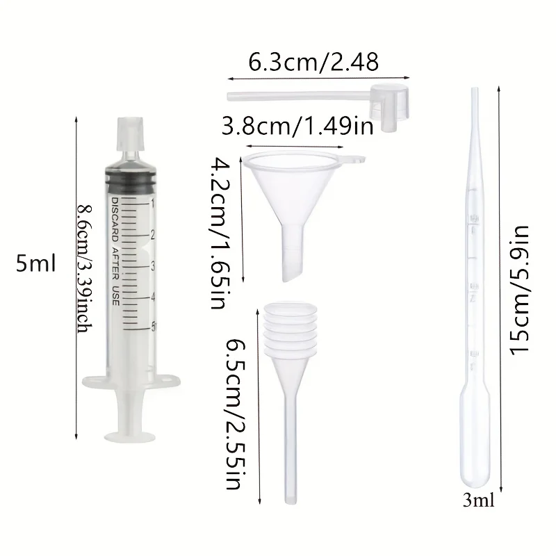 مجموعة إعادة تعبئة العطور مكونة من 5 قطع: قمع بلاستيكي، ماصة، قطارة وحقنة - لمستحضرات التجميل السائلة والعطور والزيوت العطرية #3