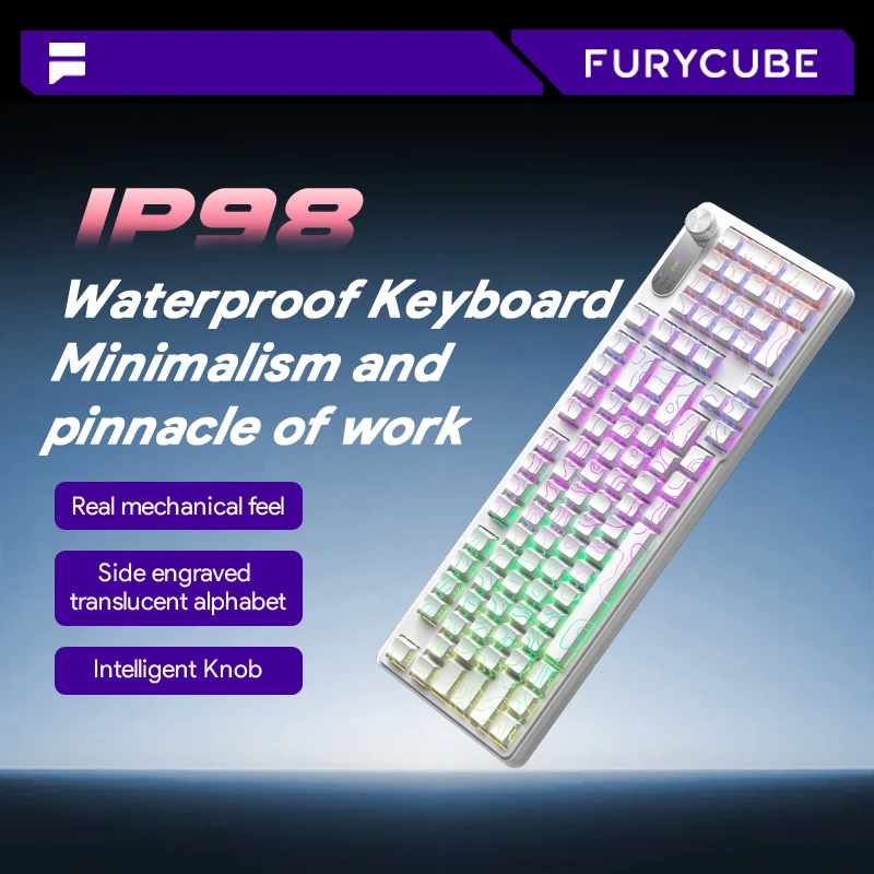 NEW Membrane Keyboard Wireless Gaming Keyboard RGB Tri-Mode Wired/BT/2.4G Creamy Keyboard With Number Pad Knob Contro Office Use