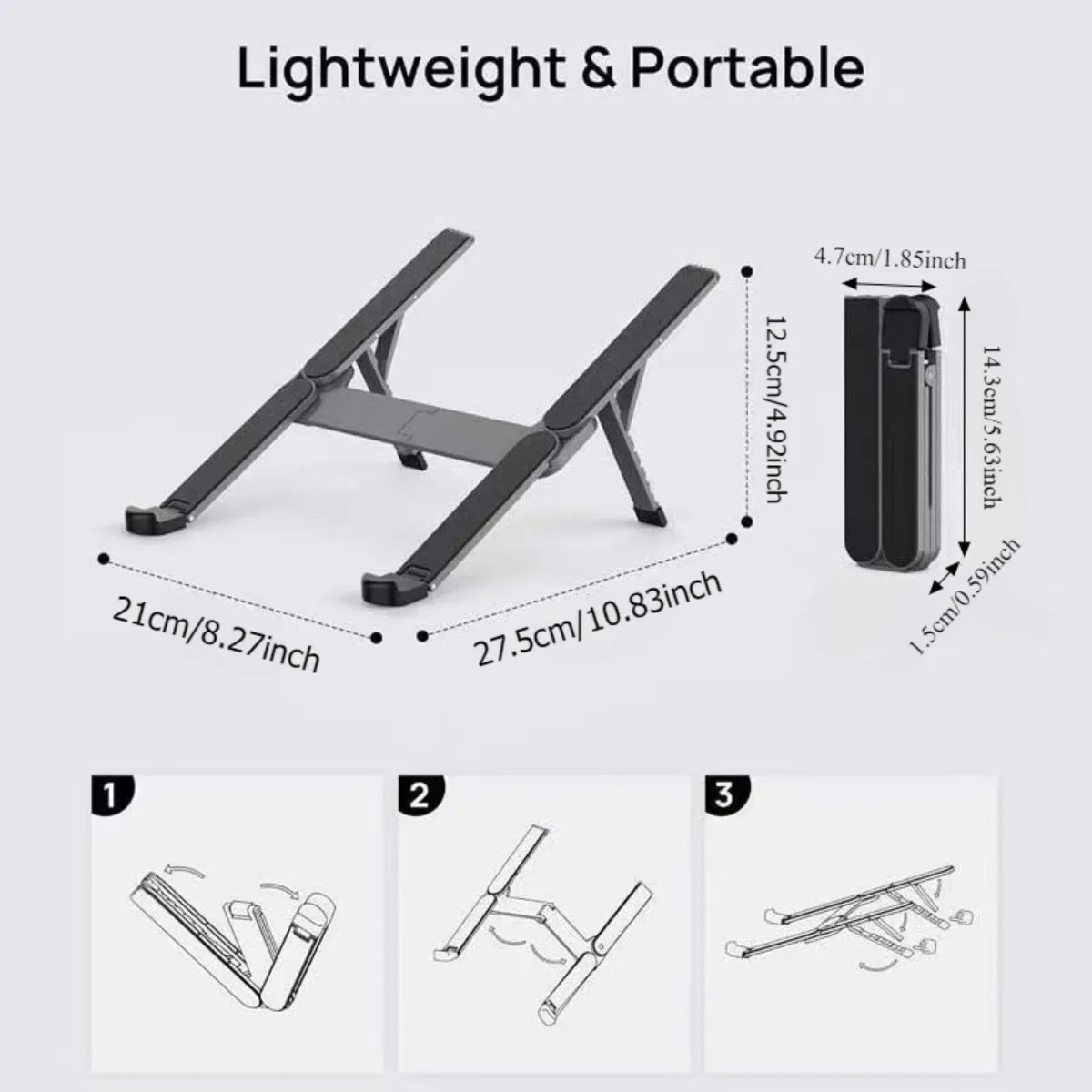 Foldable Laptop Stand, Easy To Install, Suitable for 10-16 Inch Tablets and Laptops, with 5 Adjustable Angles, Ergonomic Design
