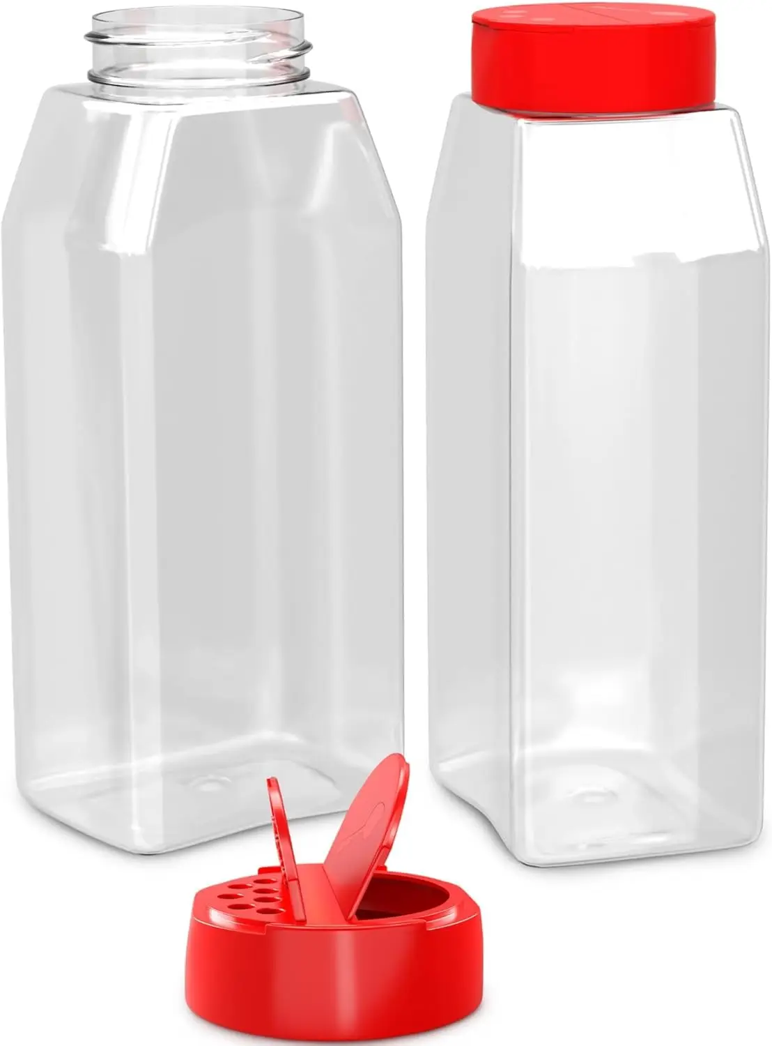 

32oz Spice Shakers with Dual Lids, Airtight & Clear, Easy Fill