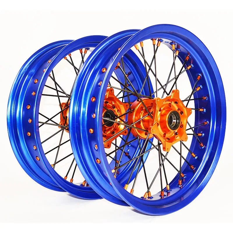 Best Selling Supermoto Wheels Rims Set For KTM-EXC 450 03-24 Orange Hubs
