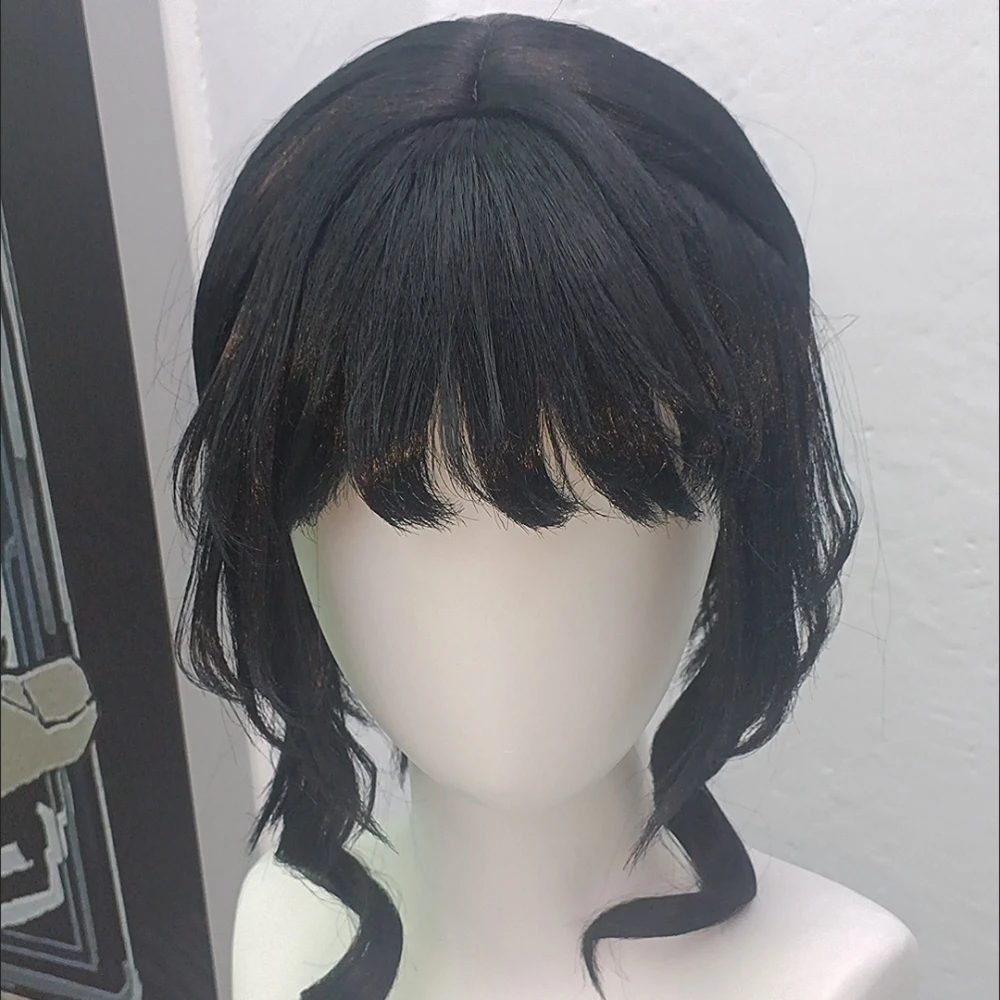 Anime Cosplay Wig Kuromi Red Lady Detachable Clip Style Large Hair Bun Rose Net Inner Cap Heat Resistant Synthetic Fiber Wig
