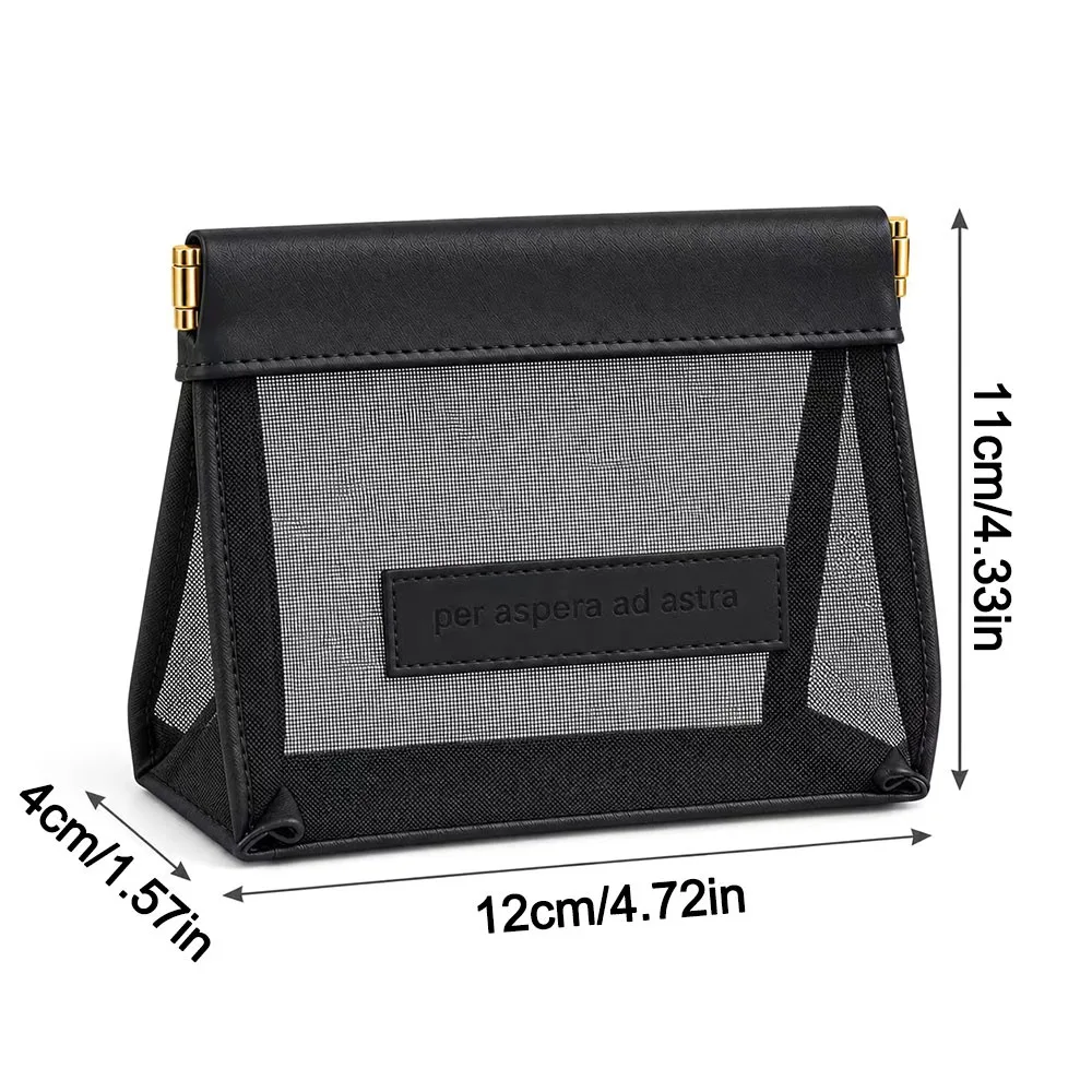 New Mesh Lipstick Makeup Bag Transparent Portable Key Small Bags Auto-Closure Large Capacity Storage Bag Toiletries Organization