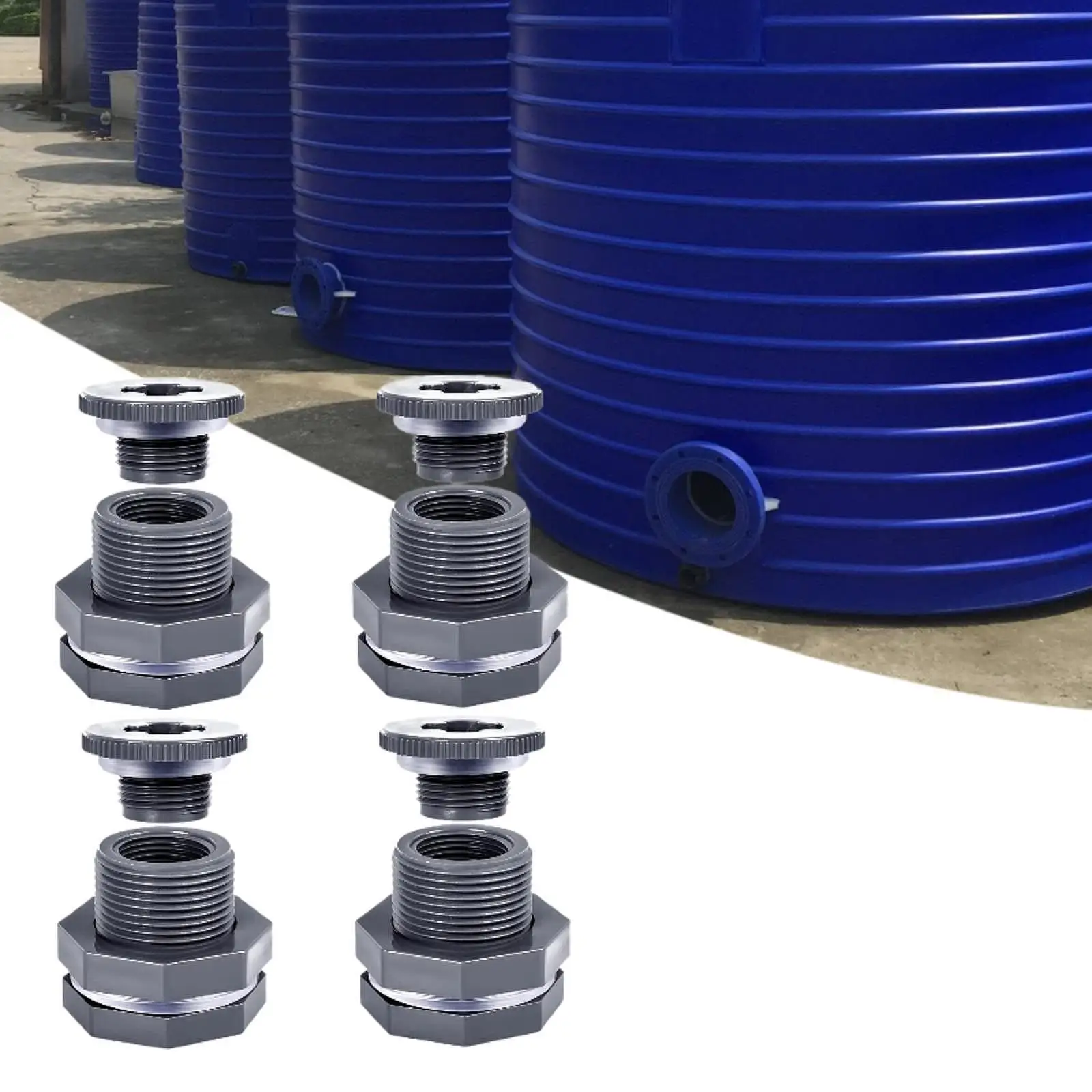 4x Bucket Hose Adapter 3/4 inch and Gasket Leakproof Garden Hose Fitting for Pools Ponds Water Tanks Aquariums Rain Barrels