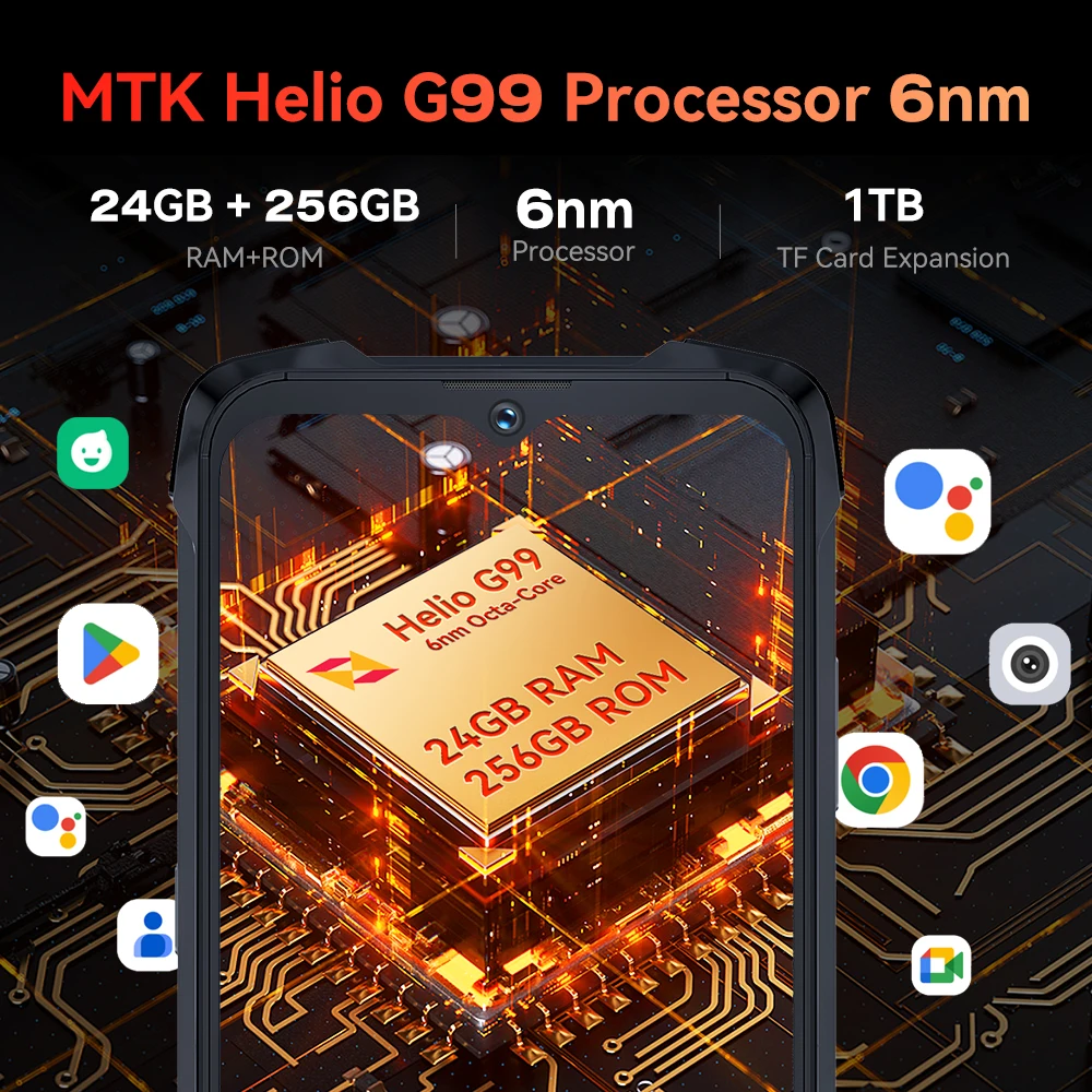 Cubot KingKong 9 Smartphone Robusto Helio G99 4G Tela de 6,58 polegadas 120Hz 12GB + 256GB 100MP 10600mAh Bateria NFC Android 13