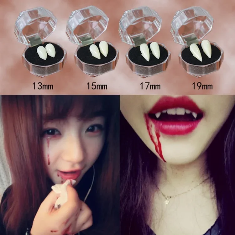 1/2 Paar Halloween Scharfe Zahnprothesen Requisiten Kostümzubehör Kleber für falsche Zähne Cosplay Party Deko Make-up Hilfsmittel – Detail 1