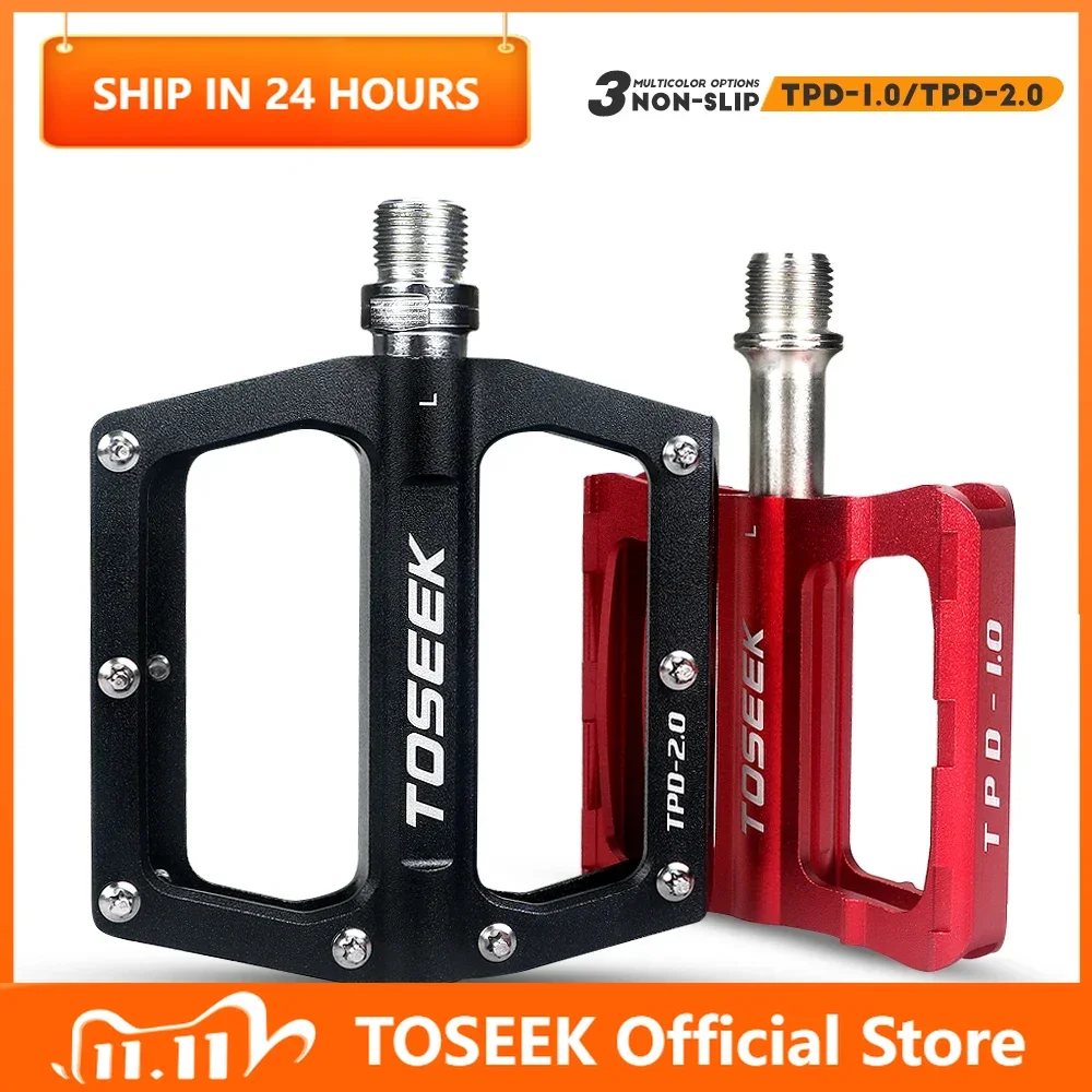 TOSEEK Ultra Light Mountain Bicycle Pedal 2 Bearing Du Seal Aluminum Bike Pedals Anti Slip