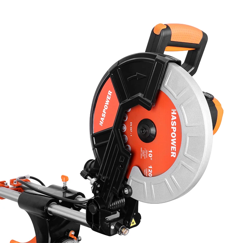 HASPOWER 10inch 255mm Sliding Wood Miter Saw Single Bevel With Laser LED Light Electric Power Tool Cutting Machine