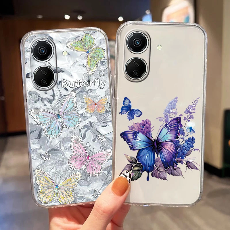 For Redmi 9A 9T 9AT 7A 13 4G 13C 13R 13C 12 Turbo 3 Note 12 12 Pro 13R Poco C65 M6 4G Gradient Glitter Butterfly TPU Phone Case