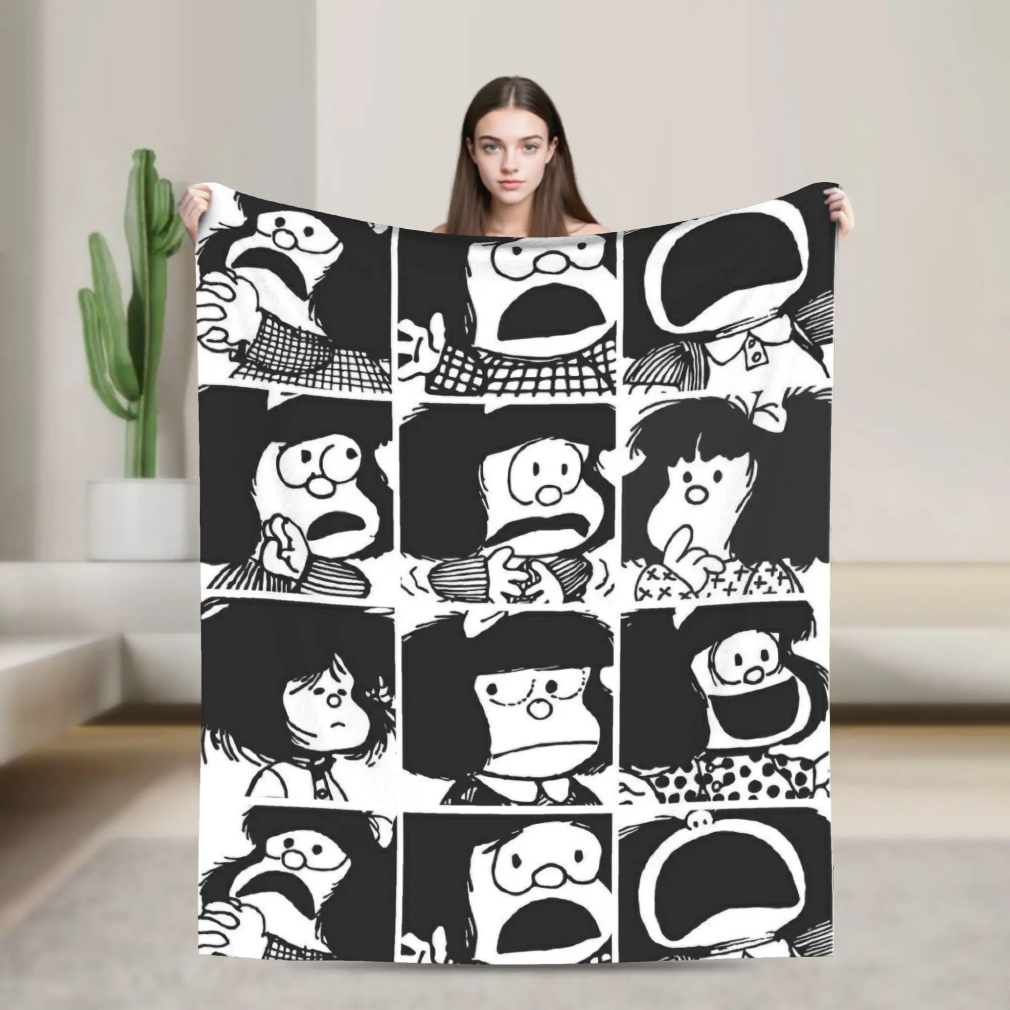 

Mafaldas Collage Plush Blankets Cute Kawaii Awesome Throw Blanket for Home 150*125cm Bedspread,