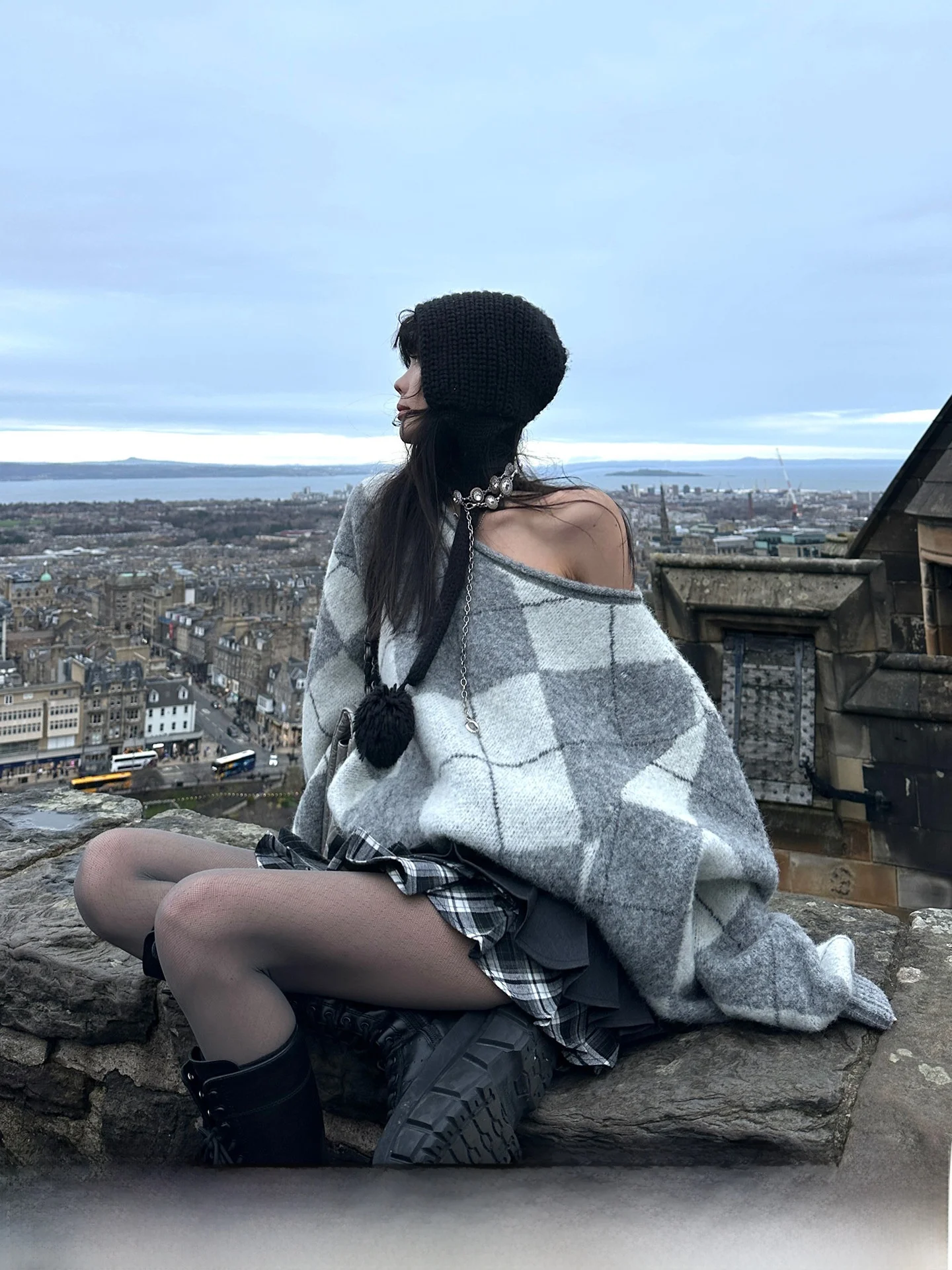 

Женский вязаный свитер Warden в клетку, свободный крой, повседневный стиль, осенне-зимний сезон, с длинными рукавами