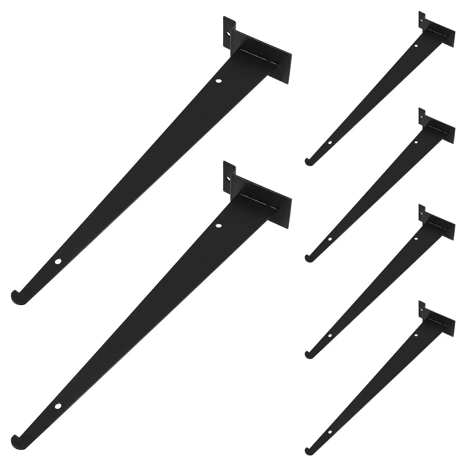 

6Pcs Robust Slatwall Shelf Brackets Seamless Welded Metal Hardware for Home Garage and Shopping Mall Displays Slatwall Hooks