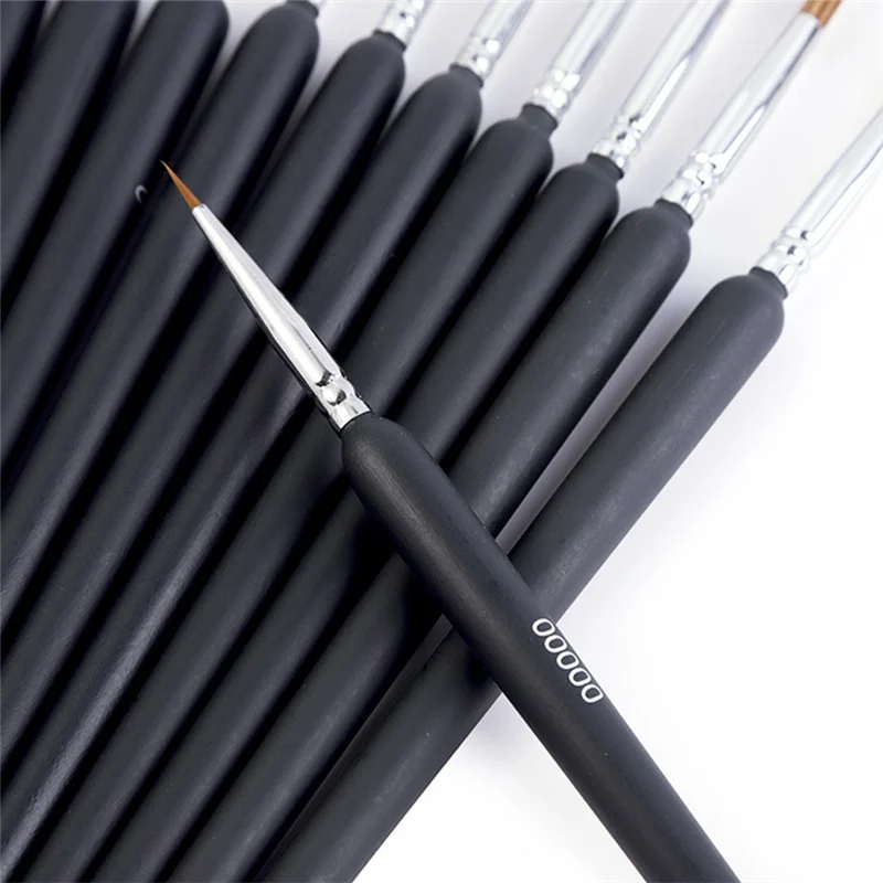 11 Buah Set Kuas Cat Detail Kuas Miniatur untuk Detail Halus & Lukisan Seni