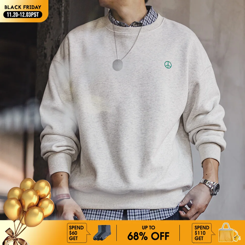 Maden Felpa con cappuccio girocollo grigia casual Felpa foderata in pile Canottiera basic ampia per top caldi autunnali e invernali da uomo