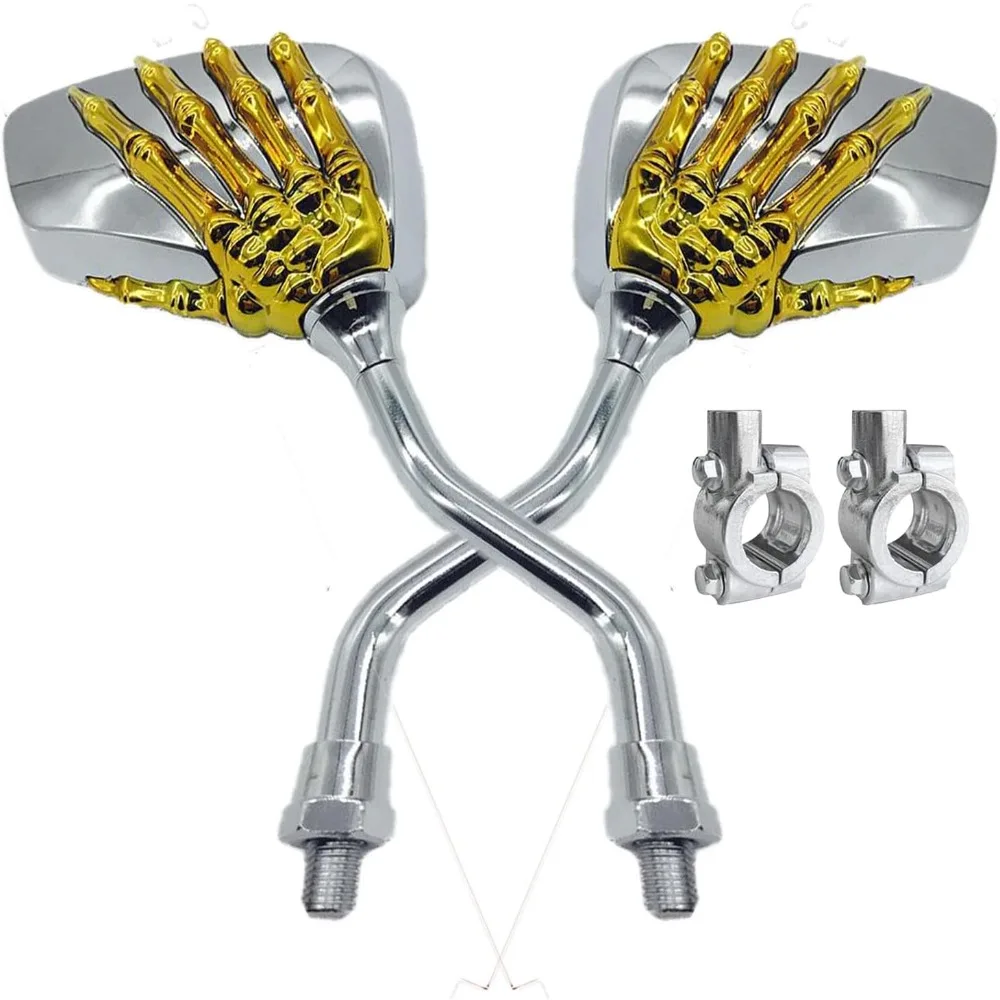 

Pairs of Distinctive Skull Skeleton Hand Bicycle Mirror, Rearview Side Mirror Handlebar Mirror Mount Holder Clamp Adaptor 10mm f