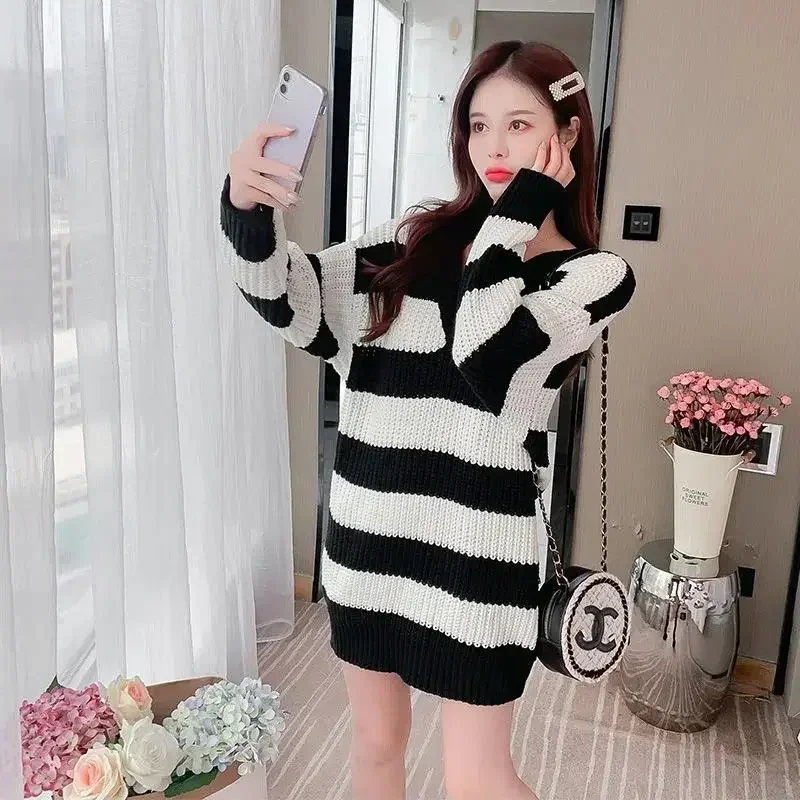 Female Knit Dress New In Korean Style Autumn and Winter 2025 Women's Crochet Dresses Fashion High Quality Luxury Elegant Party G