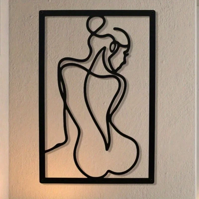 1PC abstrakte weibliche Silhouette Metall Wandskulptur 45x30cm | Eisen, Halloween- und Weihnachtsgeschenk, Wohnzimmer-/Schlafzimmerdekoration