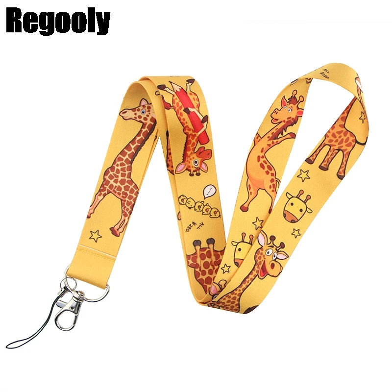 Giraffa animals Neck Strap cordini ID badge card holder portachiavi cellulare Strap Gift Ribbon webbing necklace