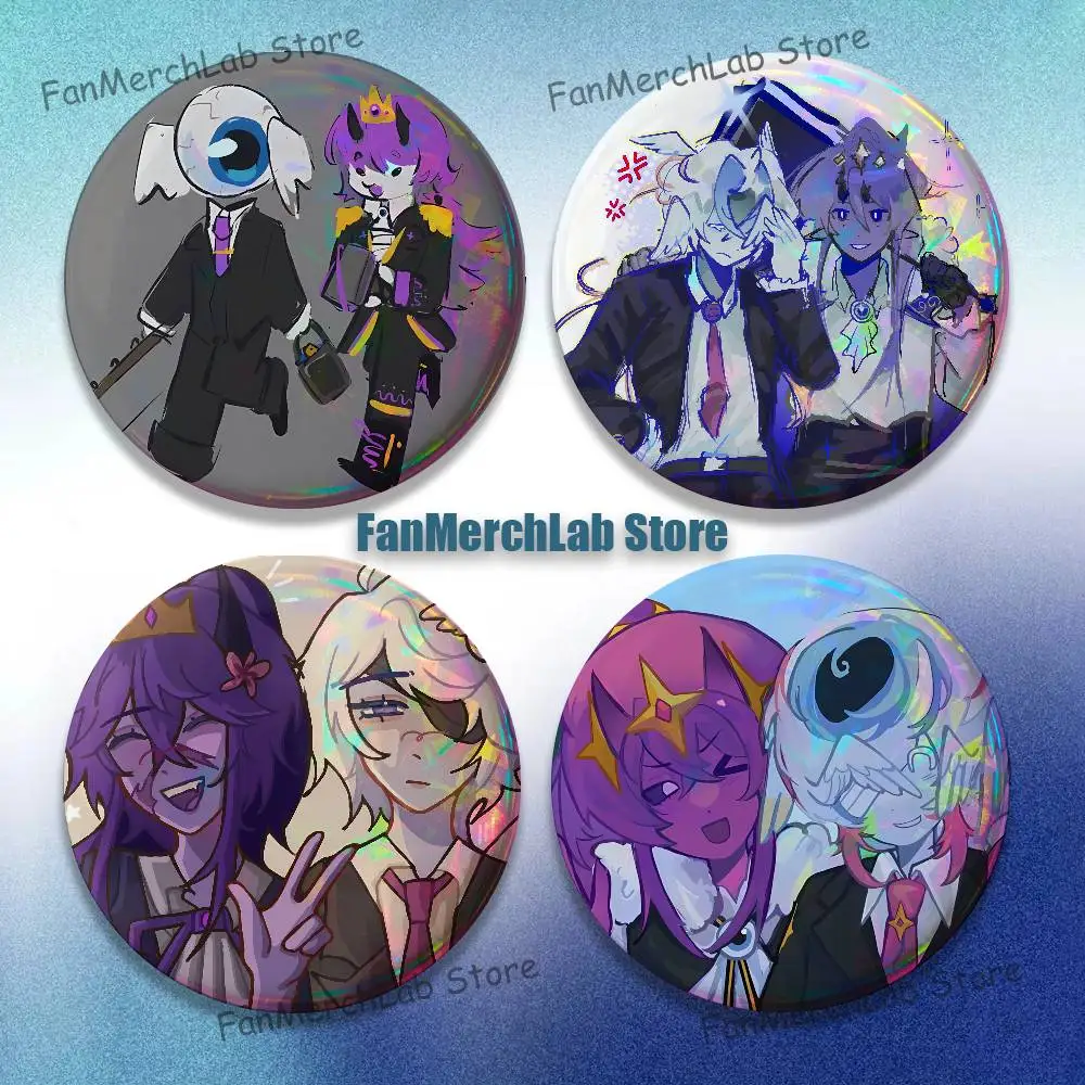 

W-Wemmbu Eggchan T-Tax Duo Anime Enamel Pin Badge Cartoon Round Brooch Accessories on Backpack Gifts