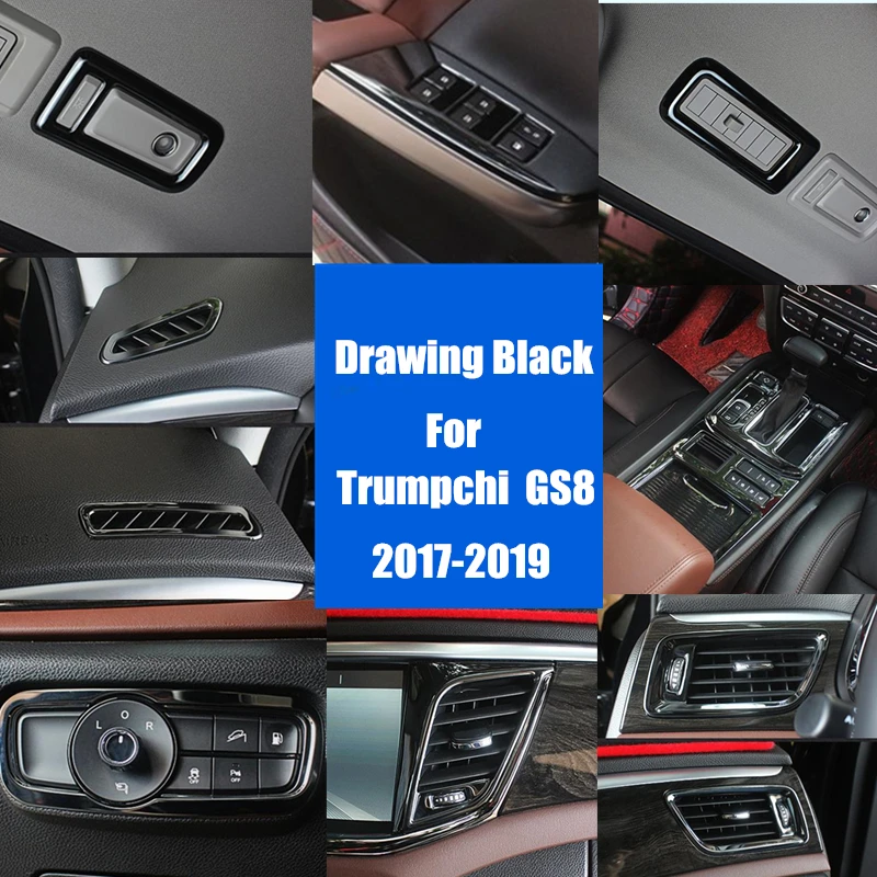 World Datong Accessories for Trumpchi GS8 2017 2018  Drawing Black Interior Stainless steel Decoration Cover Trim