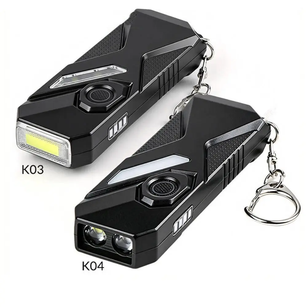 Rechargeable Keychain Flashlight Double Front Lights Side Light Panel Detection Lamp Multifunctional Purple Light