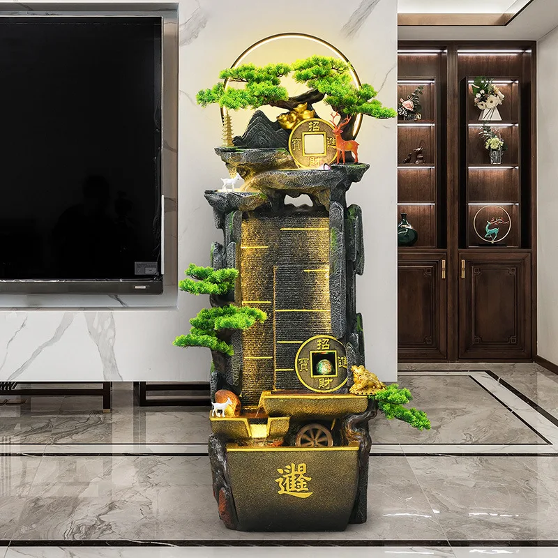 rockery fountain circulating water, living room entrance to attract wealth, office feng shui wheel opening gift