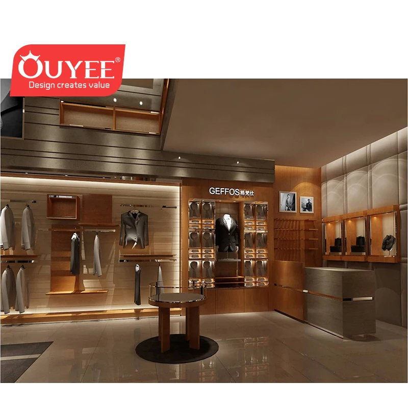 Customized-Customized Professional Clothes Shop Design Men's Clothing Stores Attractive Men Clothing Showroom Display Rack