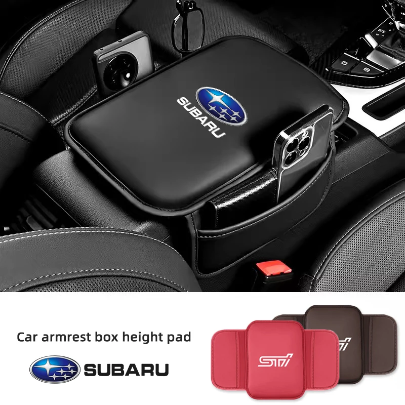 Leather Car Armrest Box Pad Mat Storage Pocket Organizer For Subaru STI Impreza Legacy WRX BRZ Forester Outback Crosstrek Levorg