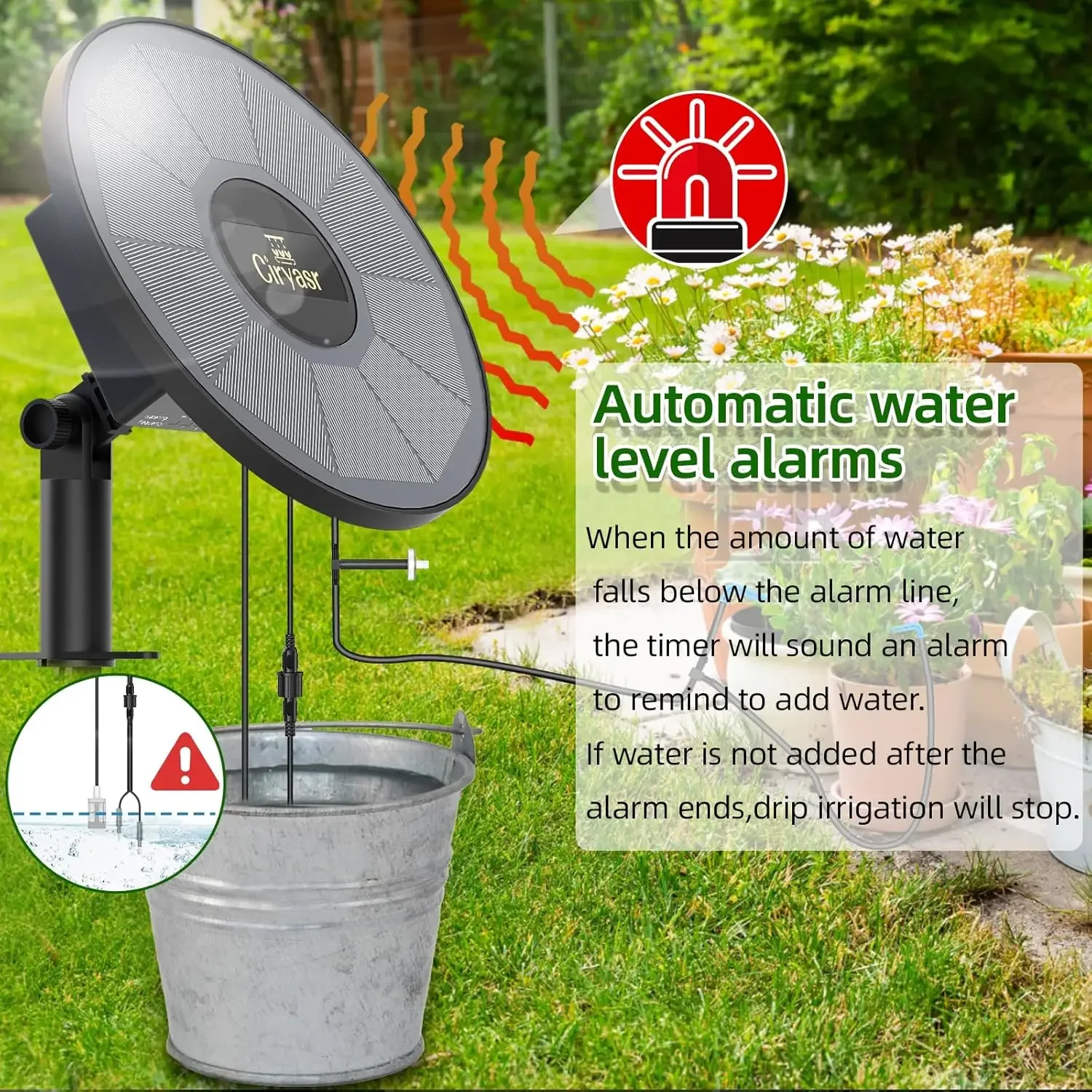 Solar irrigation system, automatic drip irrigation kit with water level detection, suitable for balcony garden watering system