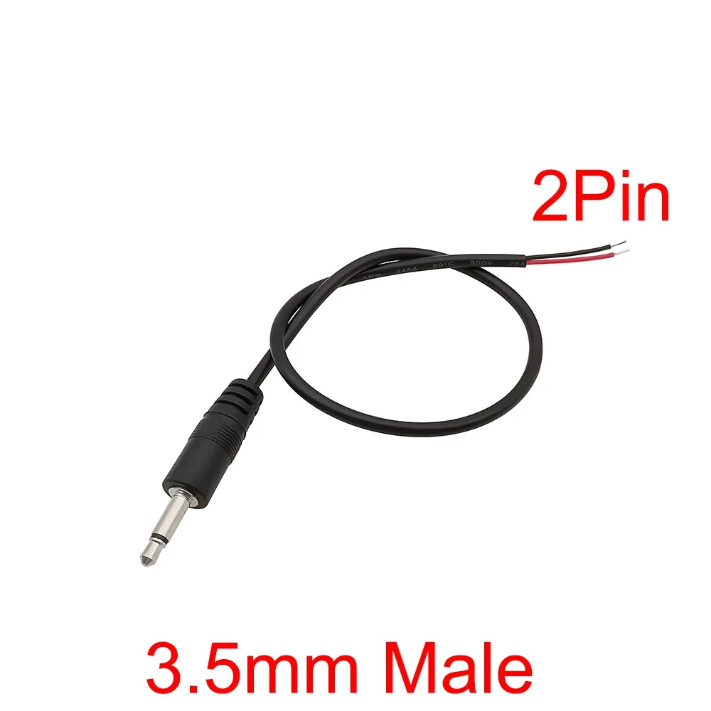 1Pcs 2.5mm/3.5mm Audio Plug Jack 2/3/4Pins 30cm Length Earphone Mic Repair Cable DIY Audio Extension Wire Mic DIY Accessory