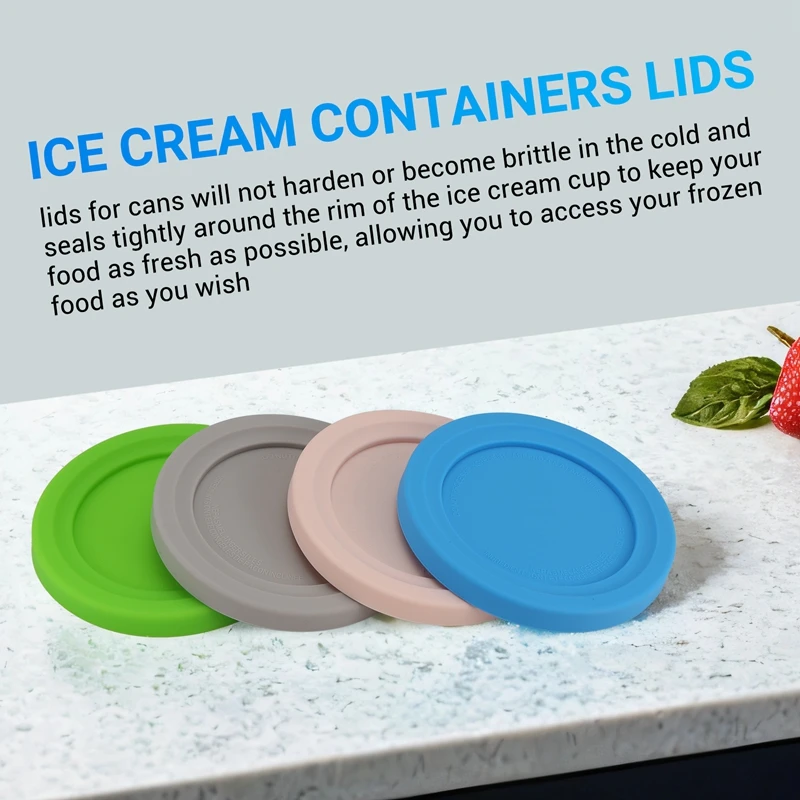 4Pcs Round Lids Replacement, Can Lids Covers For Ninja Creami NC299AMZ NC300 NC301 Series Ice Cream Containers Lids