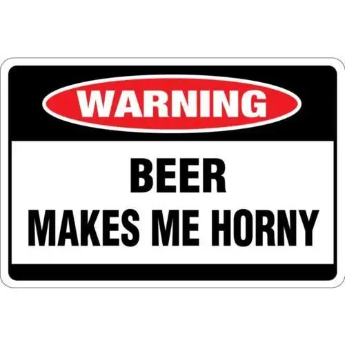 

Jesiceny Great Tin Sign Aluminum Beer Makes Me Horny Outdoor & Indoor Sign Wall Decoration 12x8 INCH