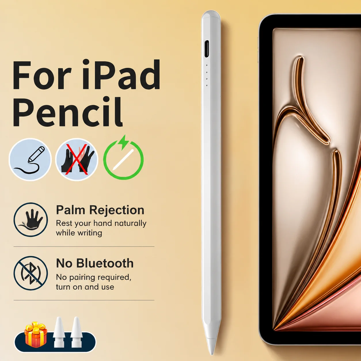 For IPad Pencil Palm Rejection Power Display Capacitive Stylus for IPad 11 A16 7/8/9/10th Mini 6 7 for IPad Air Mini Stylus Pen