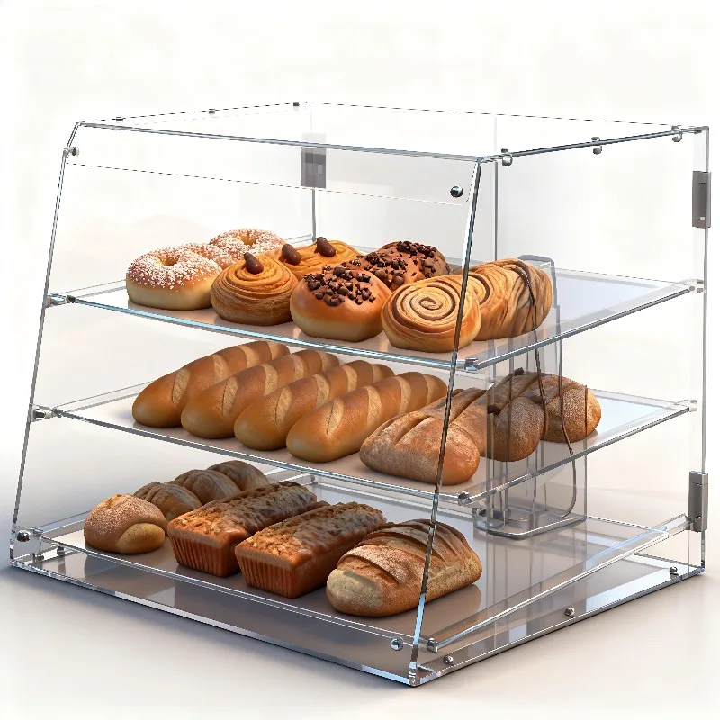 Customized acrylic three-layer modern bread display stand Supermarket display stand for commodity storage