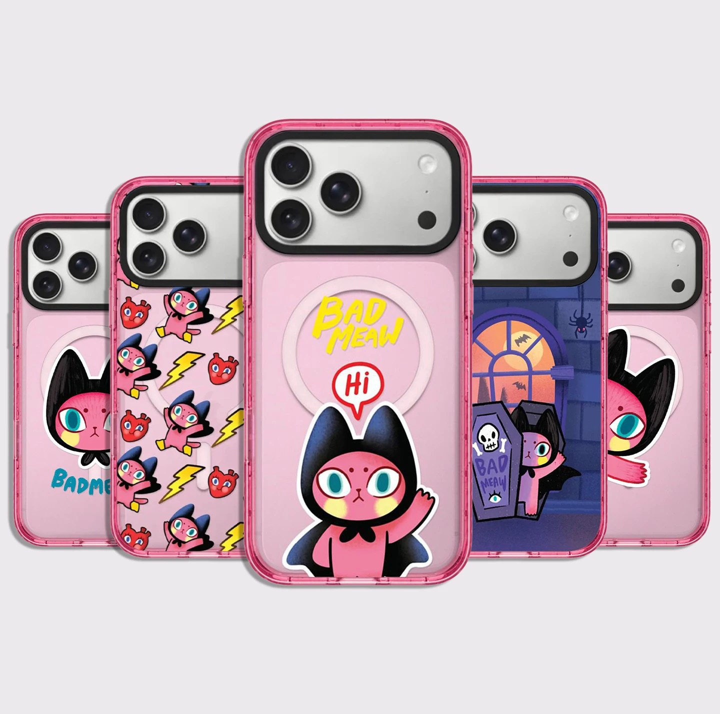 

Cartoon Bad Cat Pink Magnetic Impact Cover for IPhone 12 13 14 15 16 17 Pro Max Case for IPhone 17 Air