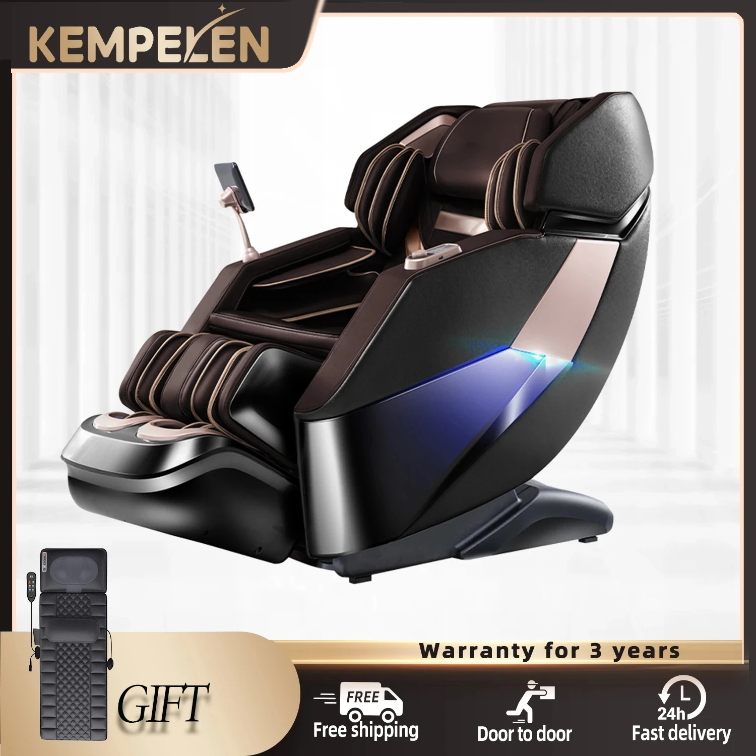 

4D Lumbar Heating Luxury Massage Chair Full Body Airbag SL Track Massage Sofa 3D Zero Gravity Home Office Chair