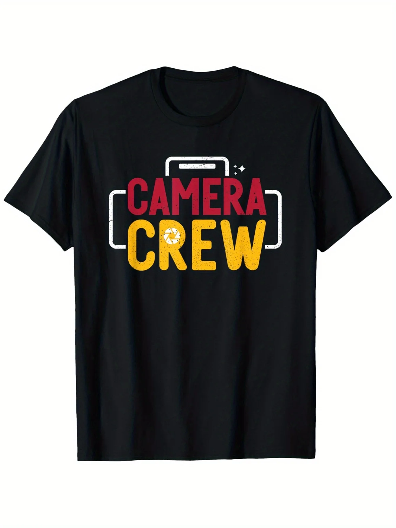 Caméra Crew T-Shirt graphique pour hommes femmes coton décontracté col rond T-Shirt noir avec Bold CAMERA CREW imprimé respirant