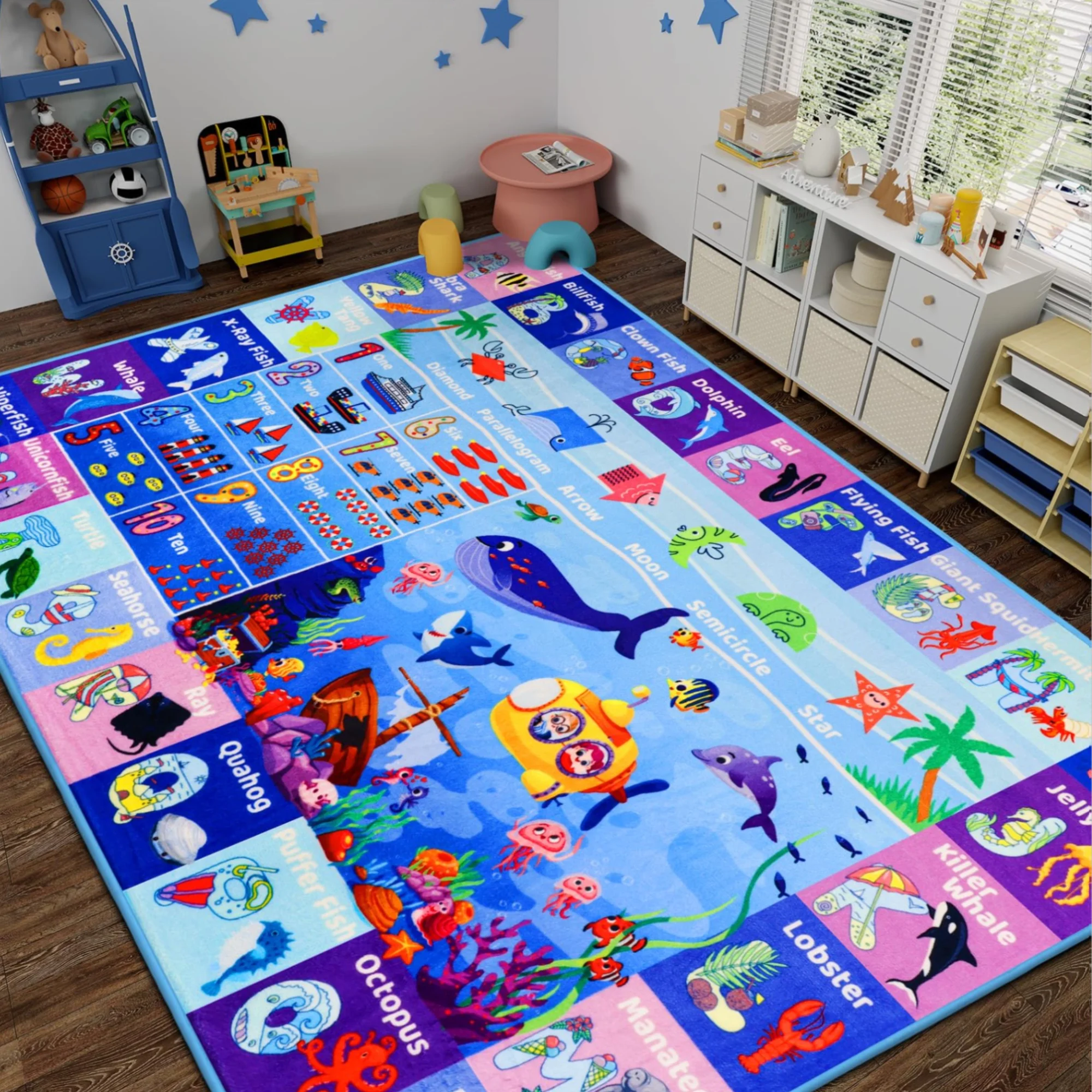 Tapete Infantil Mapa Mundi para Sala de Brincadeiras, Tapete de Atividades para Bebês, Tapete com Alfabeto, Tapete para Escola Primária e Pré-escola, Uso Educacional
