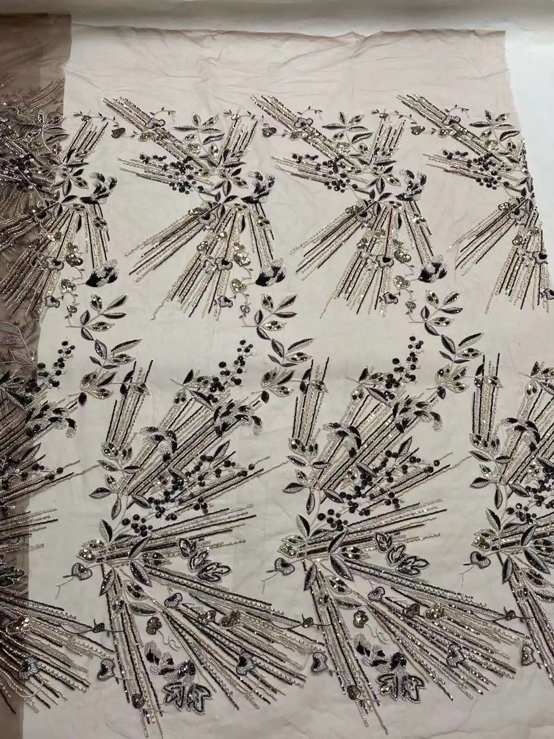 Tissu de dentelle de perles africaines pour femmes, broderie de paillettes, tulle français, fête de mariage nigWin, matériel de couture, haute qualité, 2024