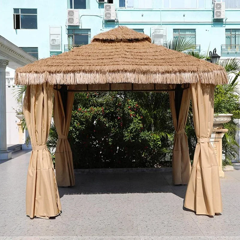 Modern Design Outdoor Park Pavilion Furniture Field Attractions Garden Stimulating Straw Top Pavilion