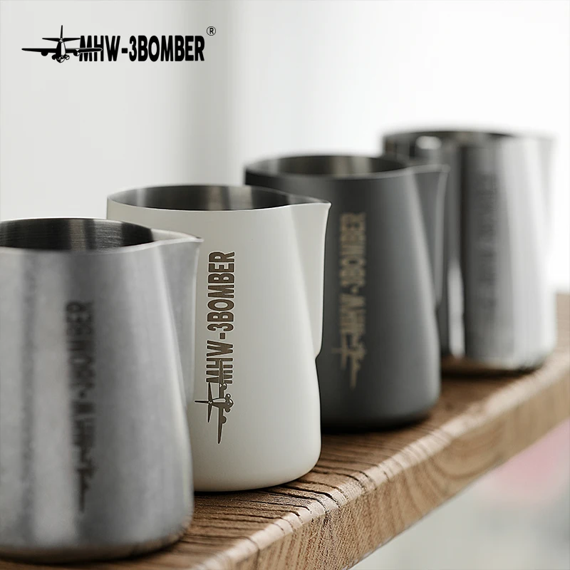 MHW-3BOMBER Milk Frothing Pitcher Stainless Steel Espresso Steaming Pitchers with Thermometer Durable Coffee Machine Accessories