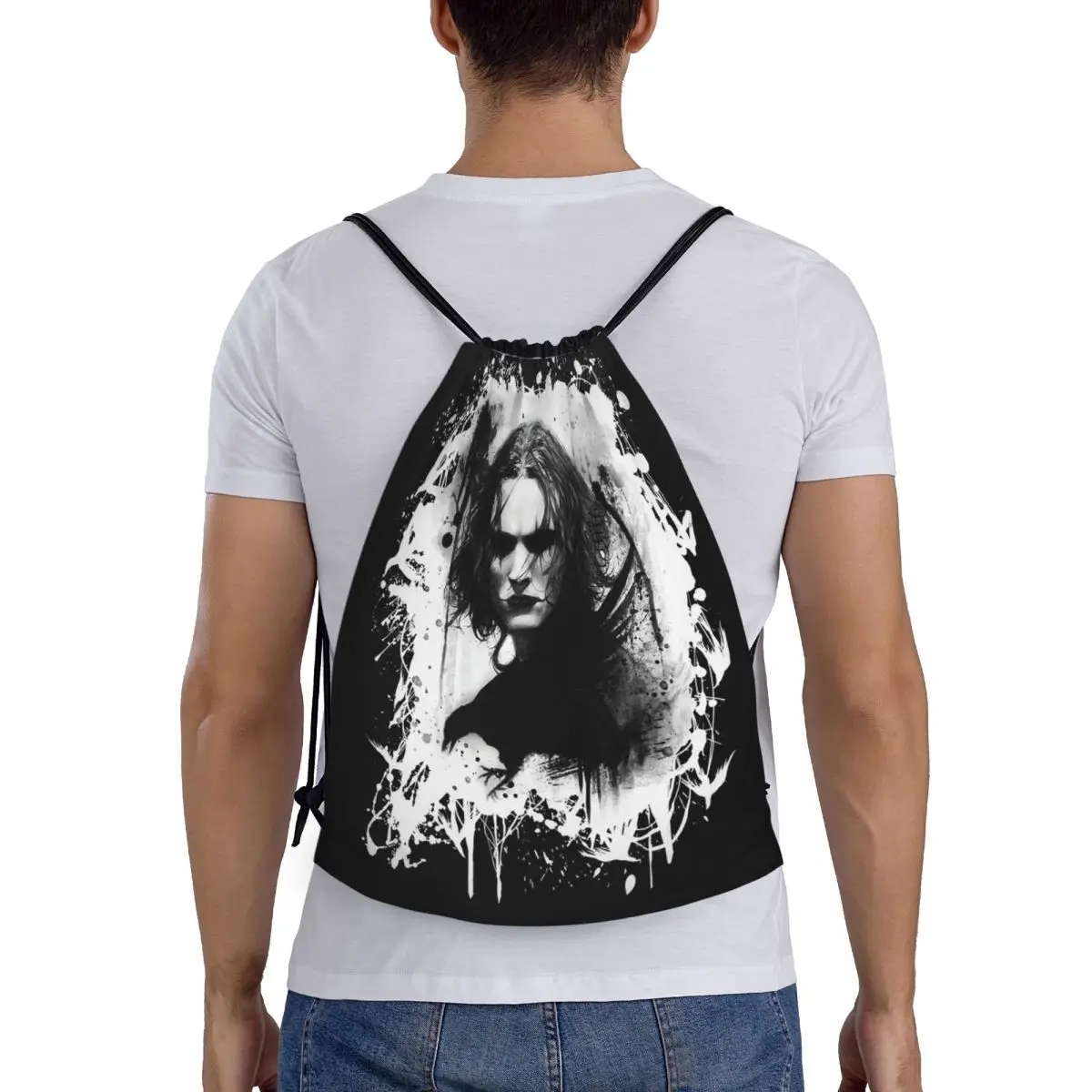 

Eric Draven The Crow Backpacks Portable Drawstring Bundle Pocket Sports Bag Book Bags for Man Woman Students