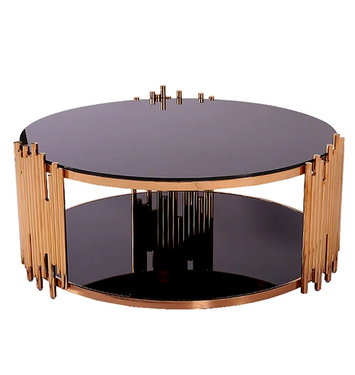 

Rose Gold Fashion Steel Frame Living Room Marble Coffee Table